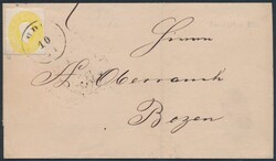 ausgelassene Zähnungslöcher1863, 2 Kreuzer gelb mit 3 ausgelassenen ...