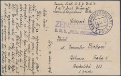 Erzherzog Friedrich  1916, "ZENSURIERT S.M.S. ERZH. FRIEDRICH" in ...