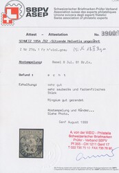 Mi 18 IIA ynb  1854 Strubel: 1 Fr bläulichgrau, Berner Druck, ...