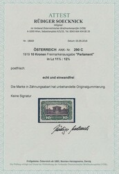 290 C  1919/21, 10 Kronen Parlament in Mischzähnung LZ 11 1/2:12 1/2 ...