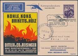 Inserat-Postkarte 1951  1951, 30 Groschen dkl'violett, ...