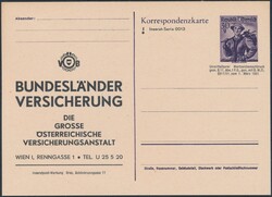 Inserat-Postkarte 1951  1951, 30 Groschen dkl'violett, ...