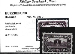289 C  7 1/2 Kronen Parlament in Mischzähnung LZ 11 1/2:12 1/2, ...