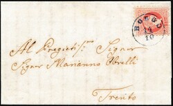 Borgo  1868, "BORGO 14/10" in blau (Klein 414b, 20 P.) auf Brief nach ...