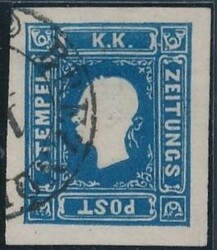 Zeitungsmarke, tiefdunkelblau  (1,05 Kr.) tiefdunkelblau, Type I mit ...