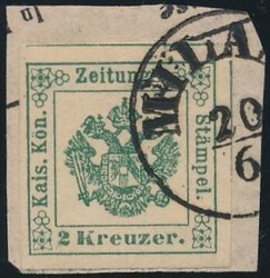 2 Kreuzer gelbgrün1853, 2 Kr. Gelbgrün, Type Ia mit Teilstempel ...