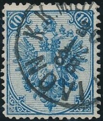 Bosnien Plattenfehler  10 Kreuzer blau, Plattenfehler "Rahmenbruch ...