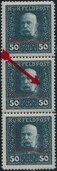 50 Heller1917, 50 Heller mit rotem Probeaufdruck im senkr. ...