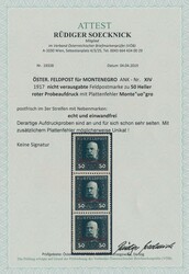 50 Heller1917, 50 Heller mit rotem Probeaufdruck im senkr. ...