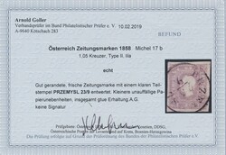 Zeitungsmarke, lila  (1,05 Kr.) lila mit EK-Stempel "PRZEMYSL 23/9", ...