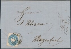 Store  1865, "STORE 17/12" (Mü 2726a, 15 P.) auf 10 Kreuzer a. Brief ...