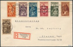 Mi 171-177 1935, Satzfrankatur "Volkshilfe" auf Einschreibebrief von ...