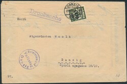 Mi 161  1923, Orts-Drucksache von Danzig 1 v. 29.9.23 mit ...