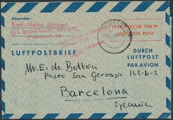 Mi LF 1 I  1948, Luftpostfaltbrief 100 Pf rot von Lippstadt 18.1.49 ...