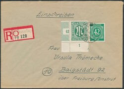 Braunlage  1946, Einschreibe-Faltbrief von Braunlage v. 30.4.46 mit ...
