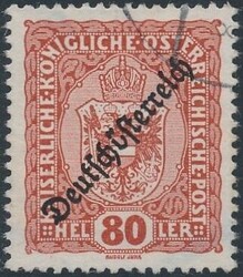 240 IV  1918, 80 Heller mit Aufdruckfehler "gebrochenes Ö". Mi 240 IV