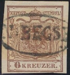 Neu Becse  "N: BECSE" (Müller 1868a, 120 P.) auf 6 Kreuzer ...