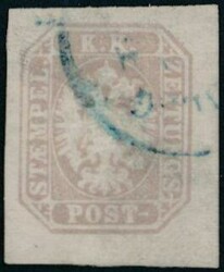 Blaustempel  1863, Zeitungsmarke mit Blaustempel. ANK 29