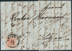 unterlegte Mitte  1851, 3 Kreuzer rosa, HP Type Ia mit deutlich ...