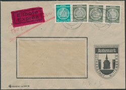 Mi 19+22(3)  1958, Dienstmarken 10 Pf + 3 Stück 20 Pf auf ...