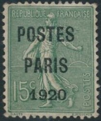 Mi 109Va  1903, 15 C graugrün mit Voraus-Entwertung "POSTES PARIS ...