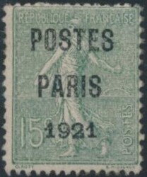 Mi 109Va  1903, 15 C graugrün mit Voraus-Entwertung "POSTES PARIS ...