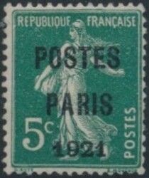 Mi 116 VaII  1906, 5 C dunkelgrün mit Voraus-Entwertung "POSTES ...