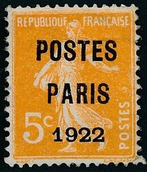 Mi 120 Vb  1906, 30 C braunorange mit Voraus-Entwertung "POSTES PARIS ...