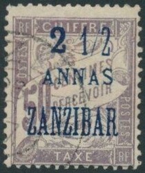 Sansibar Porto 5 I  Frz. Post SANSIBAR: 50 C Portomarke mit ...