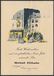 Weihnachtskarte Fa. Meinl  14.12.1954, Weihnachtskarte der Fa. Meinl ...