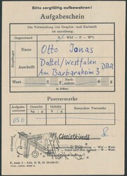 Christkindl Aufgabeschein 1960  19.12.1960, Aufgabeschein mit ...
