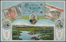 MYSLOWITZ, Dreikaiserecke, Lithographie, ungelaufen 1912, Vignette ...