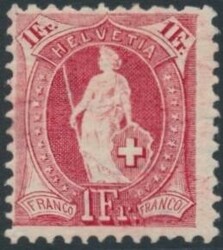 Mi 70 D  1 Fr lilarot mit Kontrollzeichen, minimale Falzspur. Mi 70 D