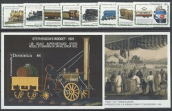 Dominica, Mi 1604-11, Bl. 220-1  1992, Modelleisenbahnen, 8 Werte + 2 ...