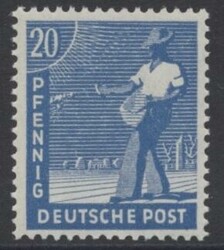 Mi 950 c  1947, Sämann: 20 Pf in seltenen Farbnuance "graukobalt", ...