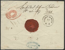 Orts-Rekobrief Wien1863, 3 Kreuzer grün + 5 Kreuzer hellrot auf ...