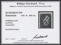 668 I b x  5 Pf dkl'moosgrün, 14 Gitterlinien, Befund Soecknick. ANK ...