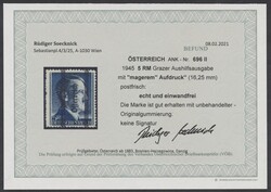 696 II  5 RM, magerer Aufdruck, Befund Soecknick. ANK 696 II