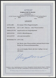 Litauen, Mi 222 Y1924, Flugpostmarke 60 C lilarosa mit seltener Abart ...