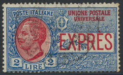 Michel 213 / Unif. E13  1925, 2 Lire Eilmarke, gestempelt. Michel 213 ...