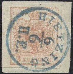 Hietzing, Blaustempel  "HIETZING 6/6/II.E.", klarer blauer ...