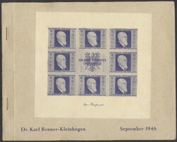 Renner-Kleinbögen mit Umschlag  1946, Renner-Kleinbögen auf gelbem ...