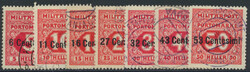 Feldpost Italien P 1-7  1918, Feldpost für Italien: Portomarken, ...