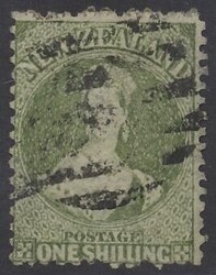 Mi 23  Neuseeland: 1864, Victoria, 1 Shilling grün. Michel 23