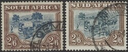 Mi 37-38  Südafrika: Freimarke zu 2'6 Sh'P in beiden Typen. Michel ...