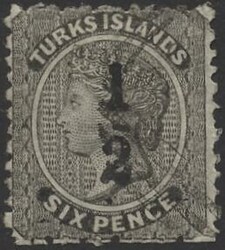 Turks Caicos Inseln. Mi 7  Turks Caicos Inseln: 1881, 1/2 P auf 6 P ...
