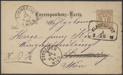 Klagenfurt  1885, "KLAGENFURT 7 1/10 12", Kastenstempel auf 2 Kr ...