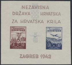 Mi Block 2 Abart  1942, Flugwesen: ungez. Blockausgabe mit ...