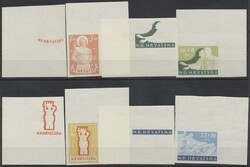 Mi 154-157 ungez. Phasendrucke  1944, Kriegsgeschädigte: 8 ungez. ...