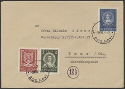 Mi 103-105  1943, Persönlichkeiten: Satzbrief von Bos. Novi nach ...